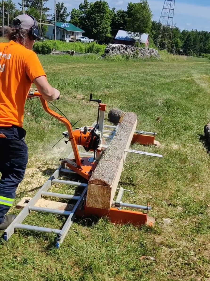 Milling with PM14 Norwood sawmill.  This mill is easy to setup and very easy to use and can be used off grid to build whatever you need.  All you need is a chainsaw and you're ready to go.  Put your logs on the bunks, set the height and go!  wood is #spruce  Mill is Norwood #PM14 from @Norwood Portable Sawmills  Chainsaw is @STIHL USA  #ms661 Chain on the chainsaw is a ripping chain from @Granberg International  #ottawamilling #chainsawmilling #chainsaw #milling #mill #sawmill #offgrid #off-grid #norwood #pm14
