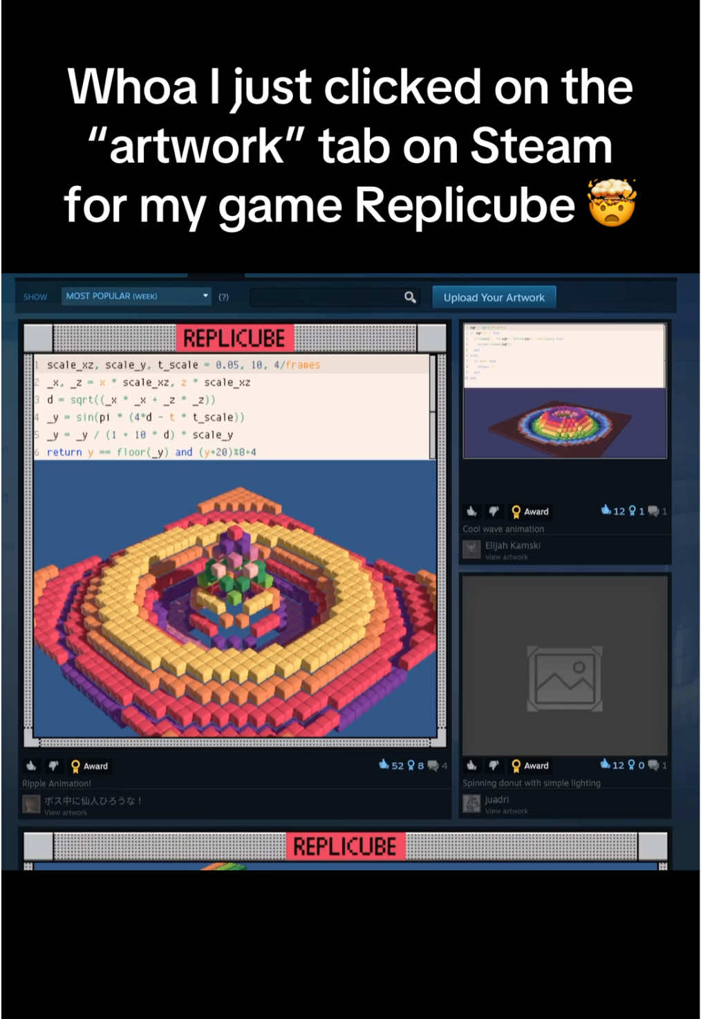 This is my open-ended coding game/toy called “Replicube”.  Available now on Steam (free demo too) link in my linktree on my profile! https://s.team/a/3401490