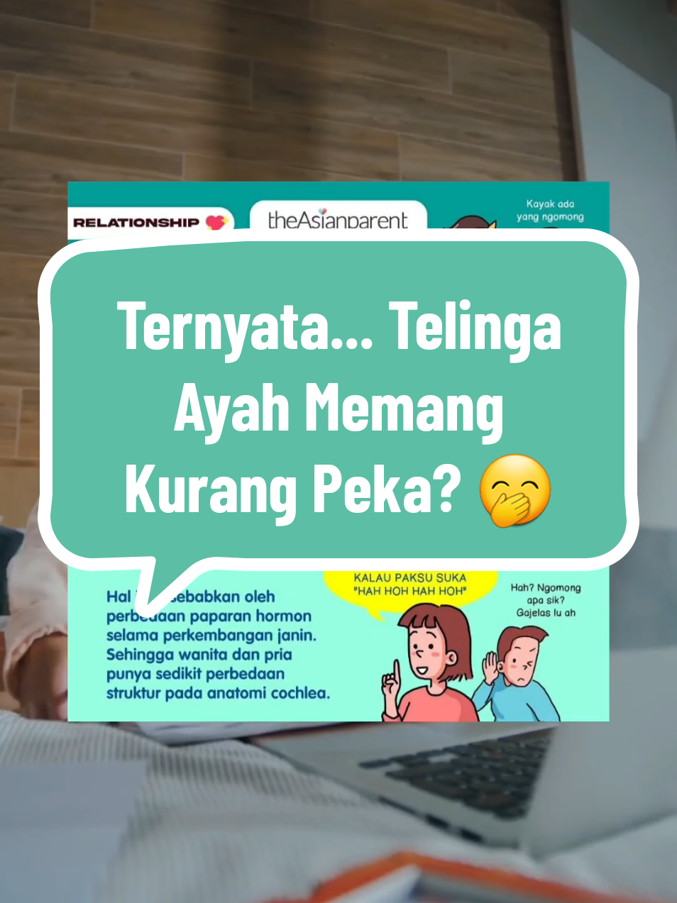 Bunda pernah ngomong panjang lebar, eh Ayah cuma jawab “Hah?” 😅 Jangan buru-buru kesel ya, Bun! Ternyata telinga pria memang secara alami 2 desibel lebih kurang sensitif dibanding wanita lho 👨‍🔬✨ Ini karena perbedaan hormon sejak dalam kandungan, yang bikin struktur telinga Ayah sedikit berbeda 🧠🌀 Jadi, next time Ayah bilang “nggak dengar”, bisa jadi emang iya 😄 Yuk, saling memahami dan komunikasi tetap dijaga ya, Bunda & Ayah! ❤️ Kalau pernah ngalamin kejadian kayak gini, share di kolom komentar yuk! ⬇️ Jangan lupa follow aku untuk info seru parenting lainnya! 🥰✨ #keluarga #ayah #ibu #ayahibu #orangtua #anak #kakak #adik #bayi #balita #cipung #nagita #nikitawilly #parenting #tipsparenting #kakgem #lekdamis #newborn #mpasi #relate 