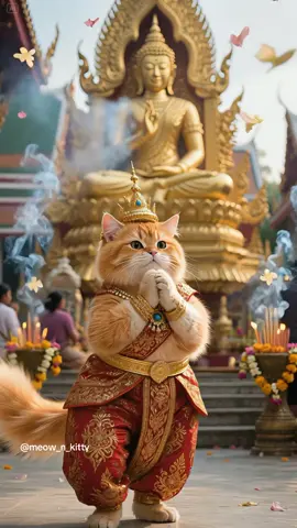 Dear Four-Faced Buddha… please bless me with endless tuna and no diet ever again. Sending purrayers for good luck, good snacks, and good naps. 🙏 #cat #meow #kuching #kuchingtiktok #catlover #labourday #fyp #fypシ゚ #orangecat #ai #oyen #catai #kitty #cutecat #catsoftiktok #tiktokcat #praying 