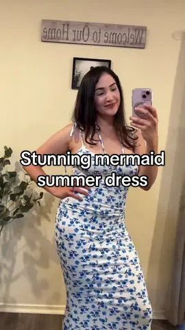 This is a must have! I plan to wear it to a tea this weekend! I wore the straps differently to switch things up! #summerdress #mermaiddress #floraldress #teadress #feminineenergy #momof3 #OOTD #floorlengthdresses #maxidress 
