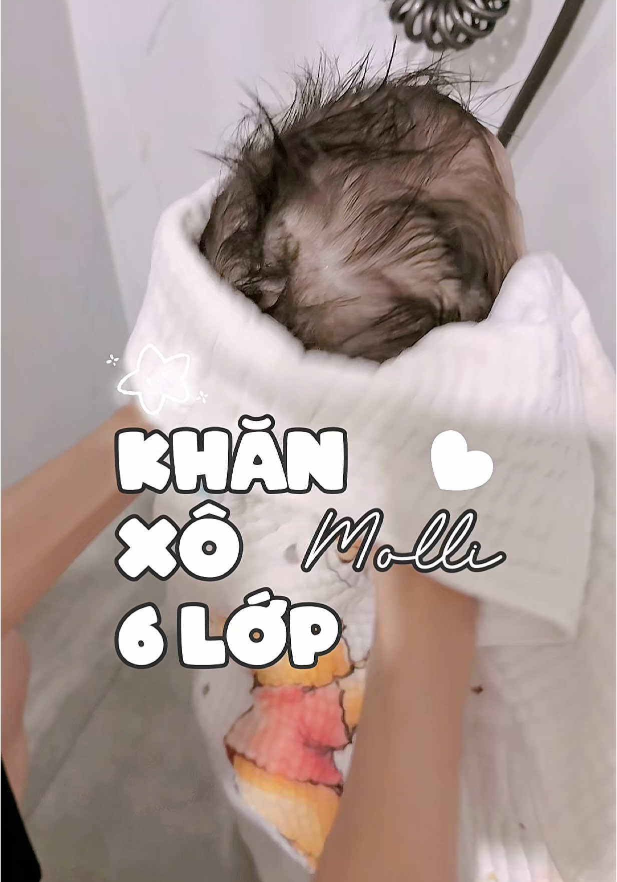 1 chiếc khăn xô 6 lớp xinh xắn #mevabe #mebimsua #giadinhsua #khanxotamchobe #molli 