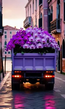 A purple truck of love — orchids, a blooming heart & a message: I love you #ILoveYou #OrchidMagic #FlowerTruck #HeartOfFlowers #PurpleAesthetic #LoveVibes #RomanticScene #Korea #Seoul #Kstyle #VisitKorea #SouthKorea #KoreanVibes