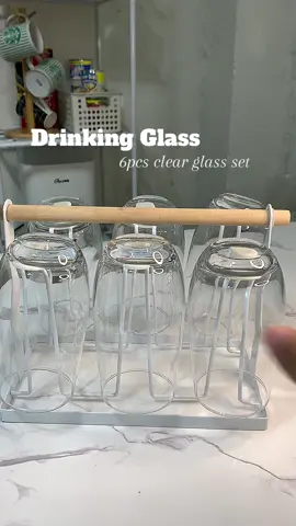 6 PCS SET OF DRINKING GLASSES\ CLEAR GLASS #glasses #drinkingglass #fyp #glassware 