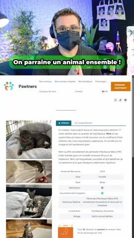 @Pawtners 👈 Un immense merci à tous ceux qui envoient des cadeaux pendant mes lives TikTok ! Grâce à vous, nous avons pu parrainer Mimi de l’association Pawtners. Cette association permet de parrainer des animaux, financer leurs soins, leur offrir des jouets et améliorer leur quotidien. J'ai atteint le montant minimum pour effectuer un don, soit 5€, et c'est déjà reversé à Mimi ! Vous pouvez découvrir son histoire juste ici. 🙌 Si vous voulez aussi parrainer un animal directement, je vous mets le lien de l'association en dessous. Merci encore à tous ! 🫶 Parrainez un animal directement depuis le site : pawtners.org 👈 #Pawtners #ParrainerUnAnimal #Solidarité #TikTokForGood #DonAnimaux