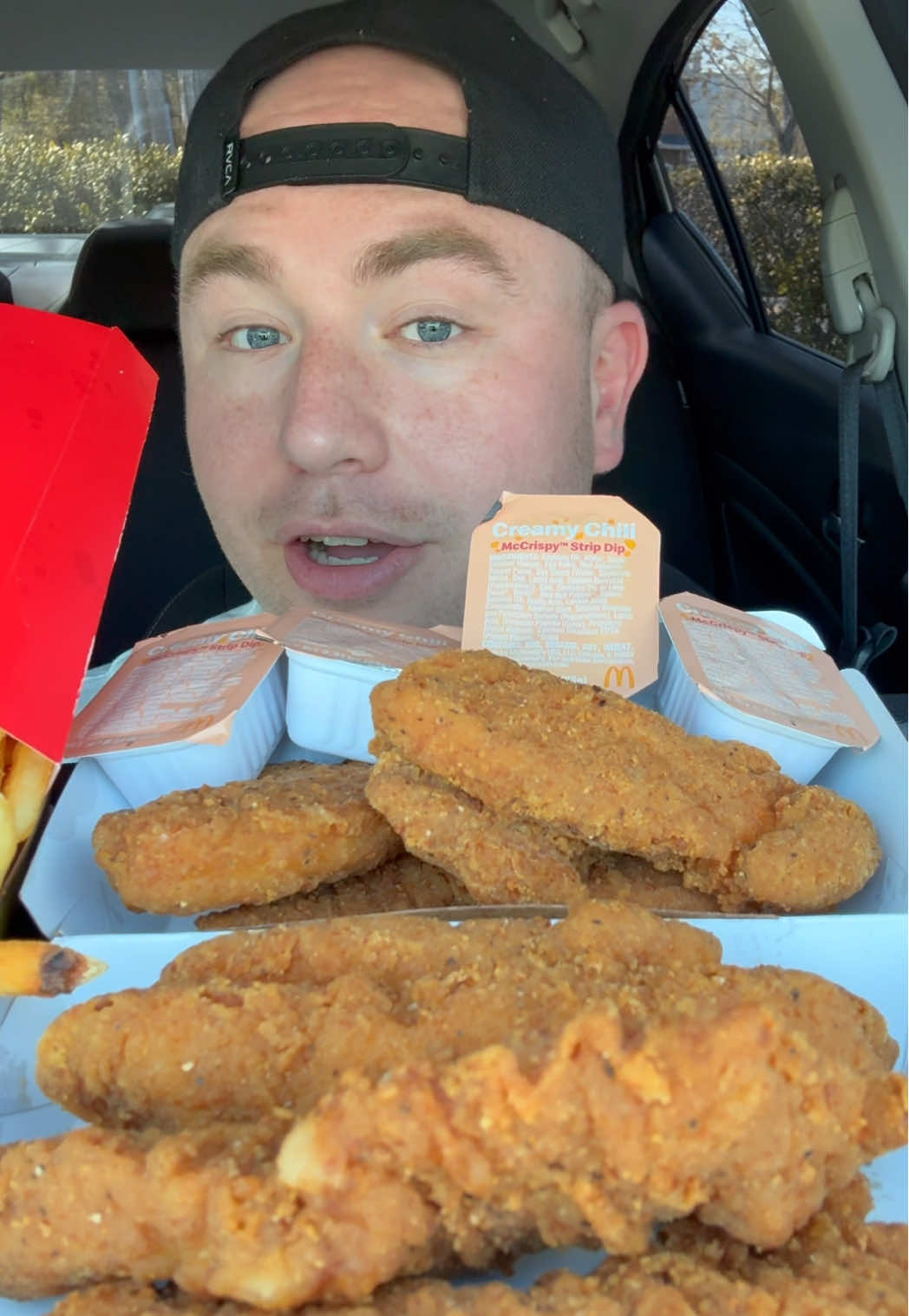 McDonald’s new CHICKEN STRIPS 👀 #fyp #mcdonalds #chickenstrips #nuggets #mukbangeatingshow #eatingshow #Foodie #fypシ 