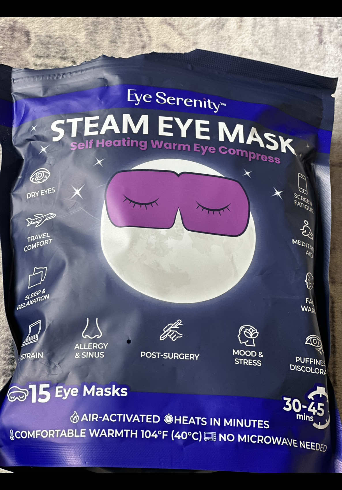 Everyone in my home has used them.  Migraines, allergies, eye strain! #eyemask #eyeserenity #steameyemask #selfheatingeyemask #eyecompress #StressRelief #allergyandsinusrelief #allergyrelief #eyestrain #sleepmask #puffyeyes #dryeyes #eyefatigue #selfheating #spaday #tiktokshopcreatorpicks #tiktokshoprestock #tiktokshopmothersday 
