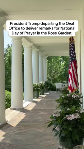 President Trump departing the Oval Office to deliver remarks for National Day of Prayer in the Rose Garden.