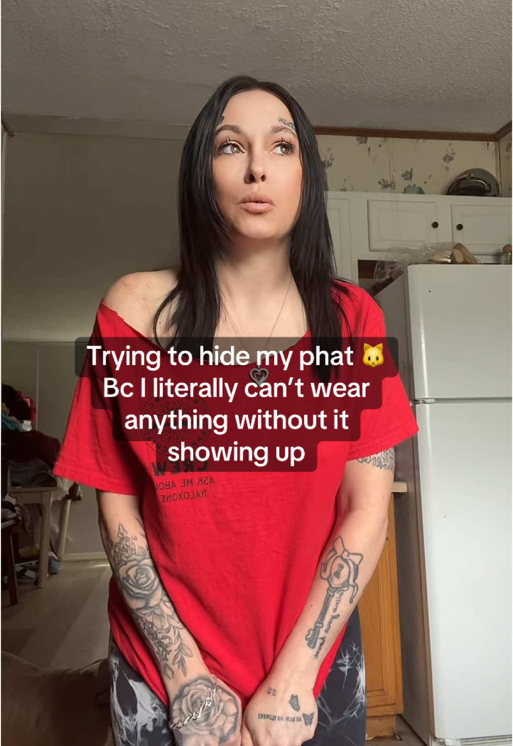 I feel like this is not talked about enough. If you have a phat 🐱, it’s just that wear it proudly .. I used to be so insecure about it, but my husband always makes me feel so comfortable about the situation @t@tourniquet/Tate