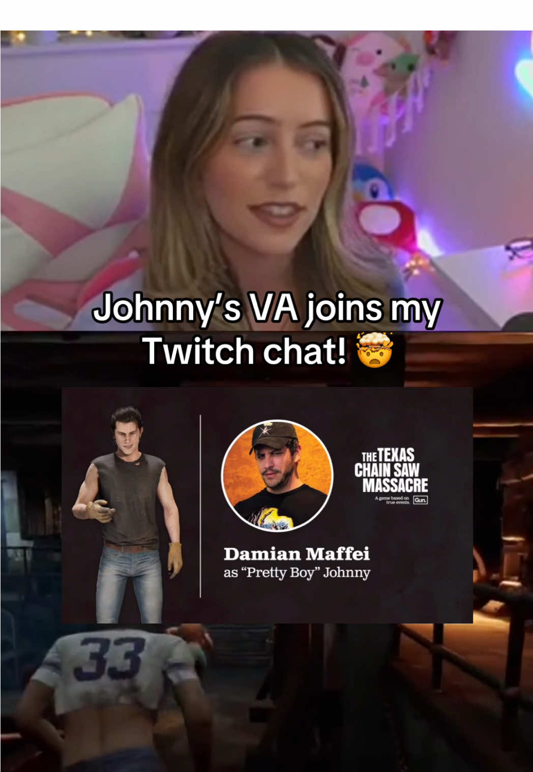 Johnny VA joins my chat! @Damian Maffei 🧤🔪🩸 #johnnysawyer #damianmaffei #voiceactor #texaschainsawmassacregame 