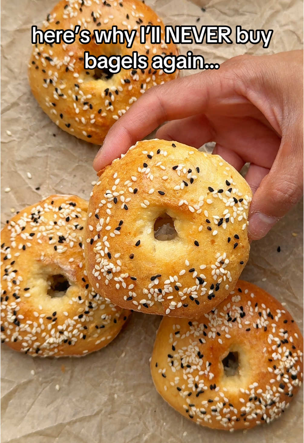 RECIPE BELOW 👇🏽  Soft, fluffy and packed full of protein, these bagels are simply incredible.  I promise you, once you’ve made them, you’ll NEVER EVER buy store bought bagels again!  Enjoy ☺️  DB x  INGREDIENTS ▪️1 cup of self-raising flour ▪️250g cottage cheese* ▪️1 egg, beaten for egg wash  ▪️Toppings: sesame seeds and nigella seeds  *works best when cottage cheese is blended to a smooth paste  METHOD ▪️Preheat oven to 180c ▪️In a bowl mix together flour and cottage cheese until combined. If too dry, slowly add some warm water.  ▪️Transfer dough to a floured surface and knead until smooth. ▪️Roll into a ball and cut into quarters. ▪️Roll each quarter into a ball and then make a hole in the middle, gently pull apart to make a bagel shape.  ▪️Place them on a prepared baking tray, and brush each bagel with some egg wash. Top with seeds (optional) ▪️Bake for 25-28 minutes until golden brown #bagels #EasyRecipes #healthyrecipes #Recipe #quickrecipes 