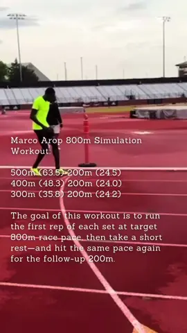 Marco Arop killer 800m workout. Perfect for testing your legs when seriously fatigued and seeing if you can maintain that same pace on a shorter rep. An incredibly impressive workout, executed with flawless running form. Credit to Track: All-Access for capturing this great workout.  #800m #800meters #marcoarop #runningworkouts 