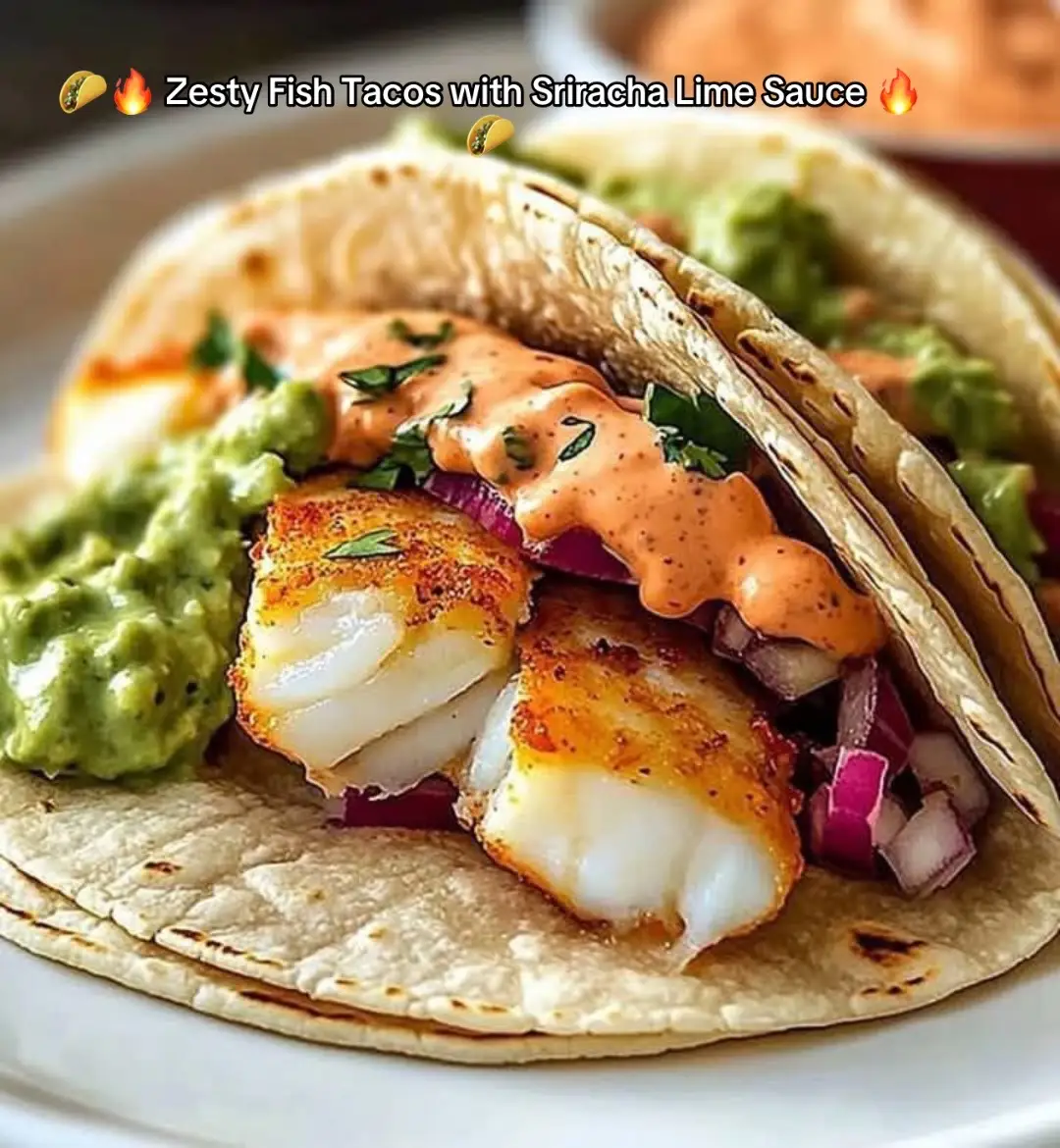 🌮🔥 Zesty Fish Tacos with Sriracha Lime Sauce 🔥🌮 🧂 Ingredients: 1 lb white fish fillets (cod, tilapia, or halibut) 1 tbsp olive oil 1 tsp cumin 1 tsp paprika 1/2 tsp garlic powder Salt & pepper to taste 8 small corn tortillas 1 cup shredded cabbage 1/2 cup diced tomatoes 1/4 cup chopped cilantro 1/4 cup crumbled feta or cotija cheese 1 lime, cut in wedges **🌶️ Sriracha Lime Sauce: 1/4 cup mayo 1 tbsp sriracha 1 tbsp lime juice 1 tsp honey 👩‍🍳 Instructions: 🐟 Season fish with cumin, paprika, garlic powder, salt & pepper. 🔥 Heat olive oil in pan over medium heat. Cook fish 3–4 min per side until flaky. #healthy #tacos 