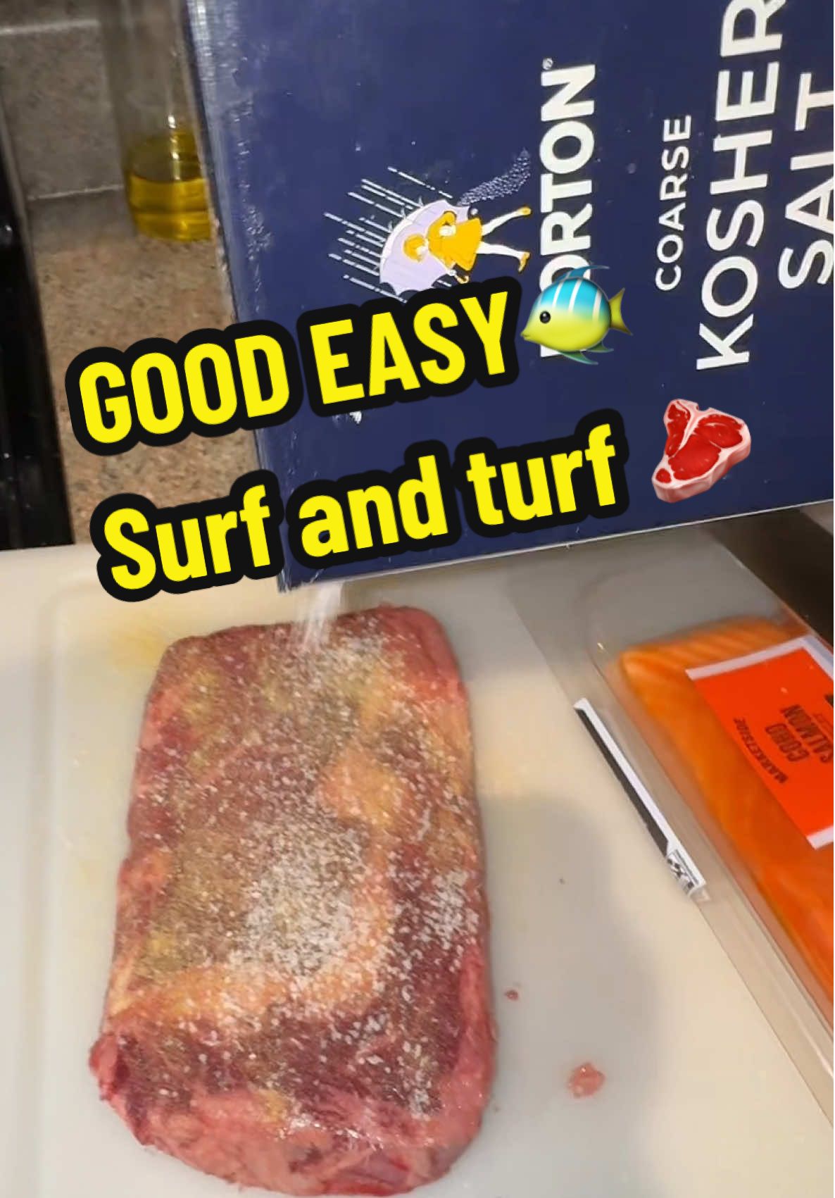 Trying to Make the Perfect Surf & Turf… It Wasn’t Easy! 🐟🥩 @Dollar Jerky Club #dollarjerkyclubpartner #surfandturf #homecooking #steakandsalmon #DinnerIdeas #cookingathome #chopelasreviews #cookingfails
