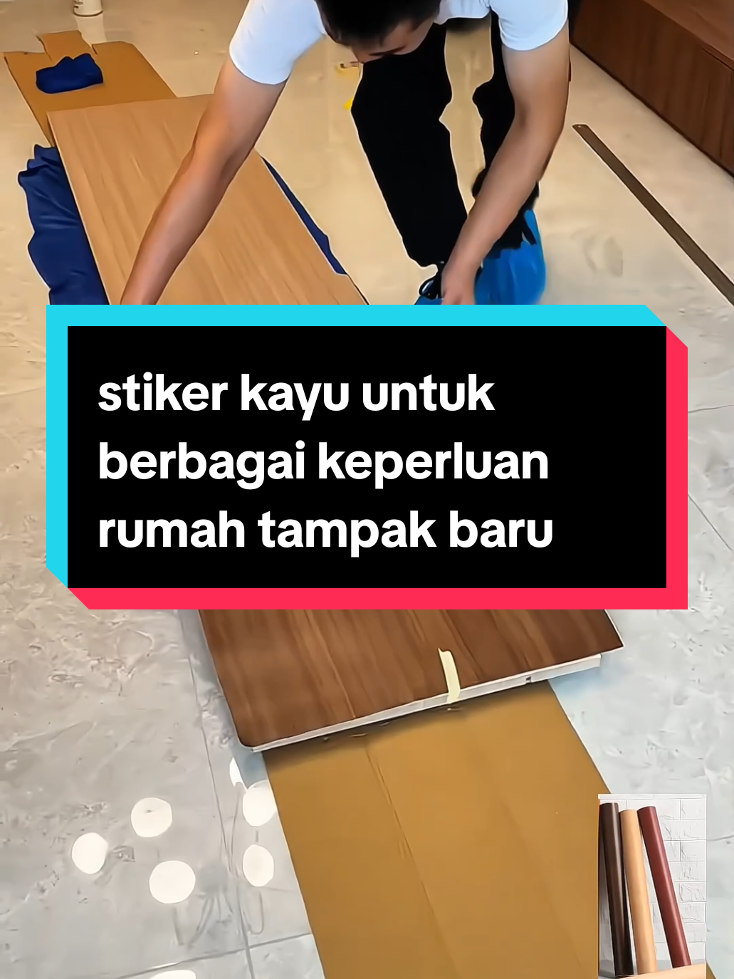 Membalas @revil.jr1iya kak sudah termasuk lem #stikerkayu #wallpaperkayu #stikerdinding #wallpaperdinding 