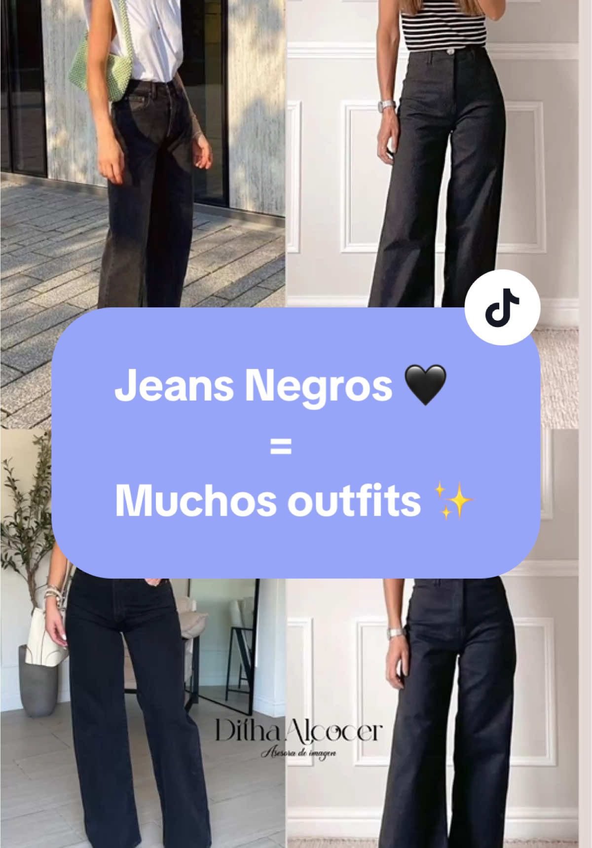 ✨ Inspírate con estas ideas para combinar jeans negros, uno de los básicos más versátiles del clóset. ¿No sabes cuál es tu estilo o qué siluetas te favorecen? Escríbeme para una asesoría de imagen personalizada. Guarda este video para tu próximo outfit y no olvides seguirme para más tips de estilo. 🖤👖 #jeansnegros #outfitbasico #jeansoutfits #outfitjeans #asesoradeimagen #dithalcocer #creatorsearchinsights #tiktokshopparamama #tiktokshopparamamá #vamostiktokshop 