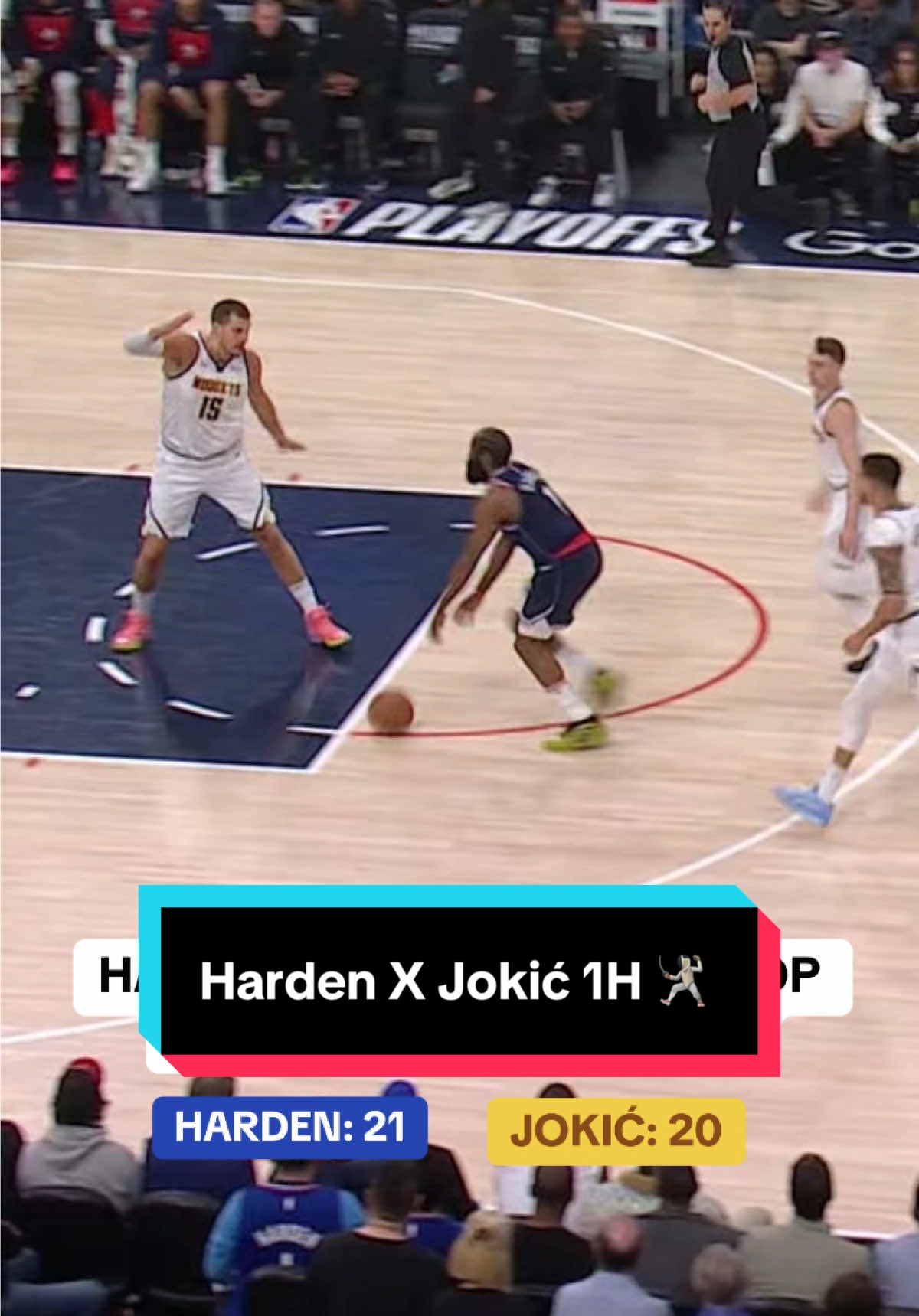 What a first half from Jokić and Harden 🔥 👏 #NBA #Basketball #NikolaJokic #JamesHarden #NBAPlayoffs 