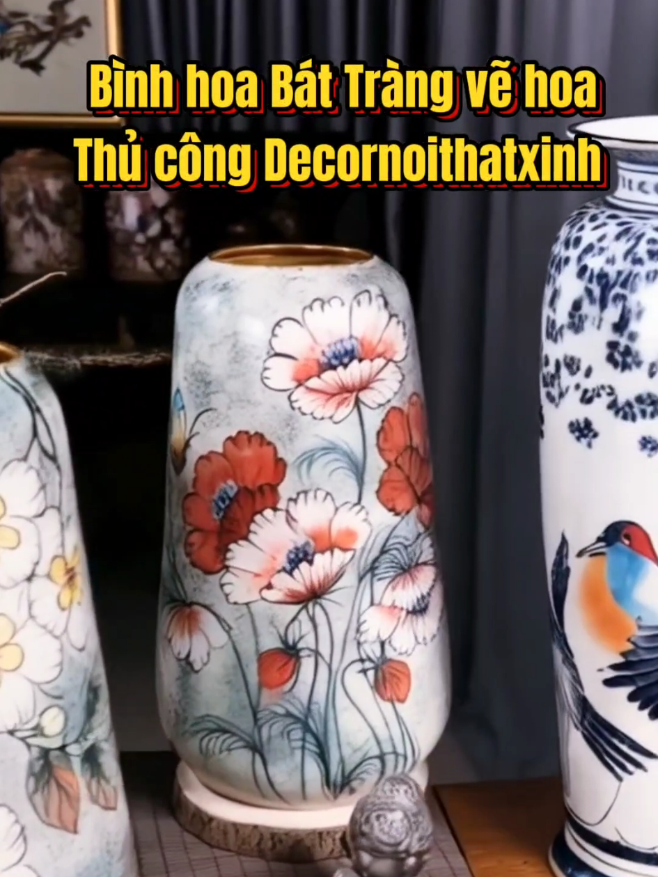 Bình hoa Bát Tràng vẽ hoa Thủ công Decornoithatxinh #binhcamhoa #binhgombatrang #decor #decoration #trangtrinhacua #binhhoagom #decornoithatxinh 