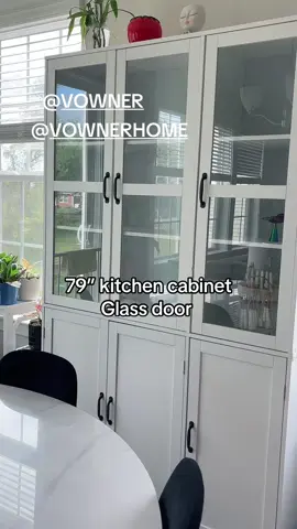@VOWNER tall kitchen pantry cabinet hutch 3 glass door #sharingiscaring #tiktokshopforcreators #vowner #hutchcabinet 