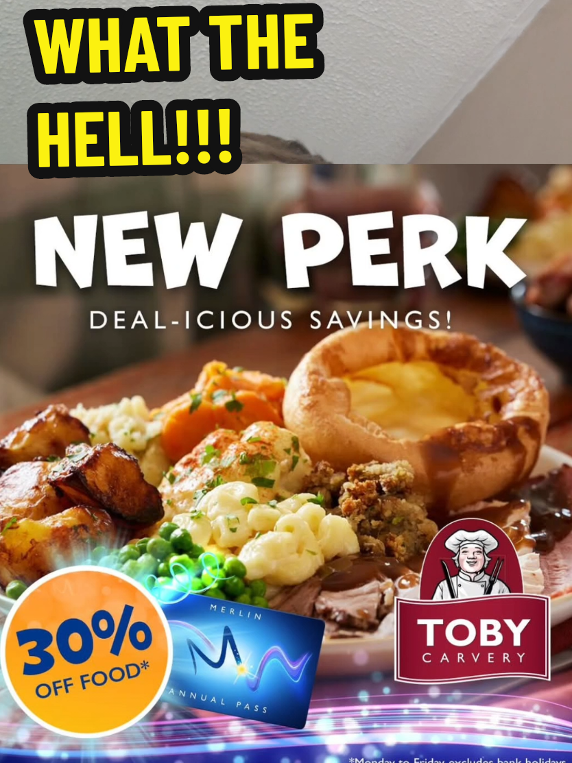 Merlin pass discounts! Toby carvery???  #themepark #rollercoaster #thorpepark #thorpeparkresort #tobycarvery #merlinentertainments #merlinpass 