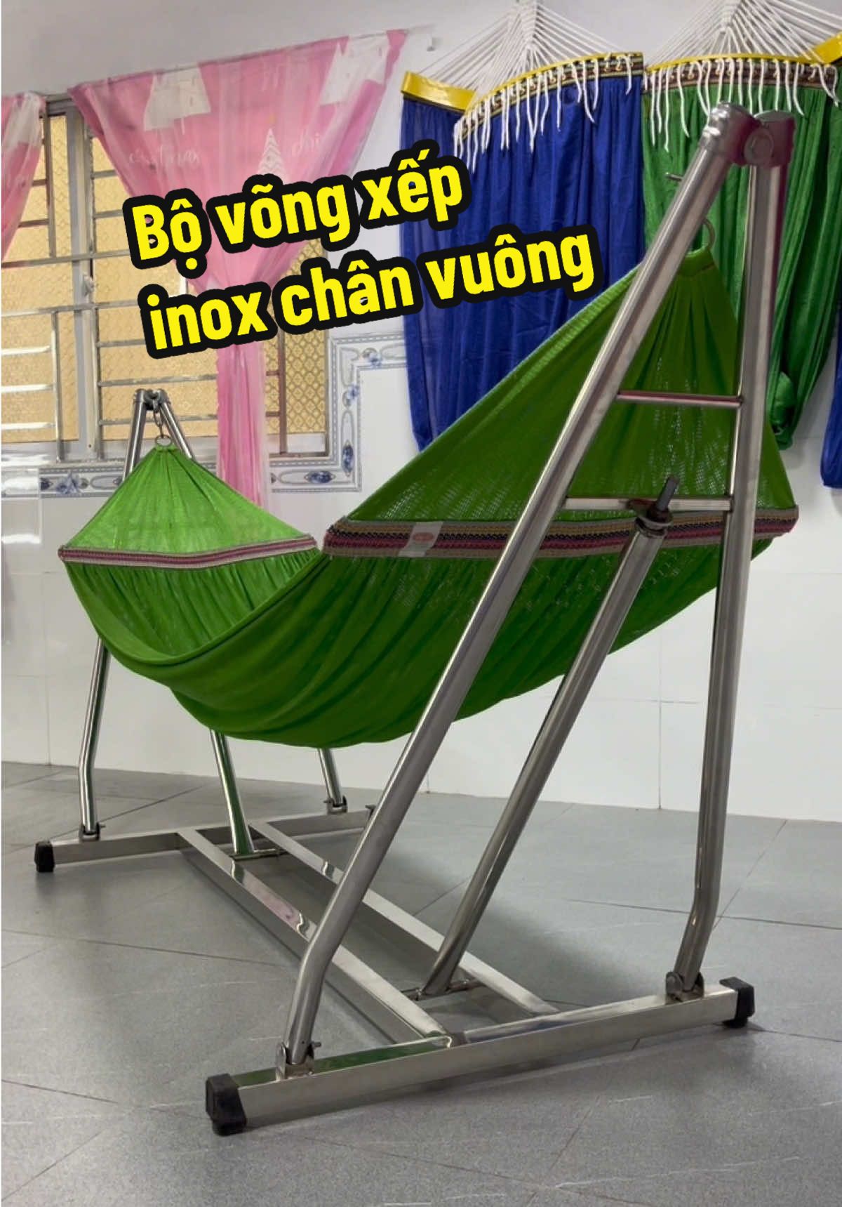 Bộ võng xếp inox chân vuông#tiktoklive #khungvong #khungvongxepcaocap #inoxhuyentrang #inox #bovonginoxchanvuong #xuongvonginoxhuyentrang #khungvongvuong #khungvong 