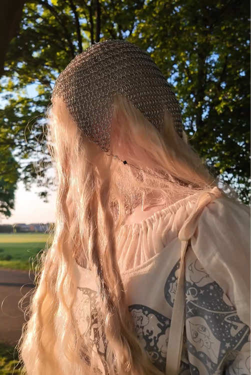 Replying to @teena in style Link by link, I forged a veil of armour - not to hide, but to reveal beauty✨ #chainmailhood #ladyknight #fantasycraft #handmadestyle #knightcore #armorjewelry #metalwork #fantasylook #chainmailjewelry #headpiece 