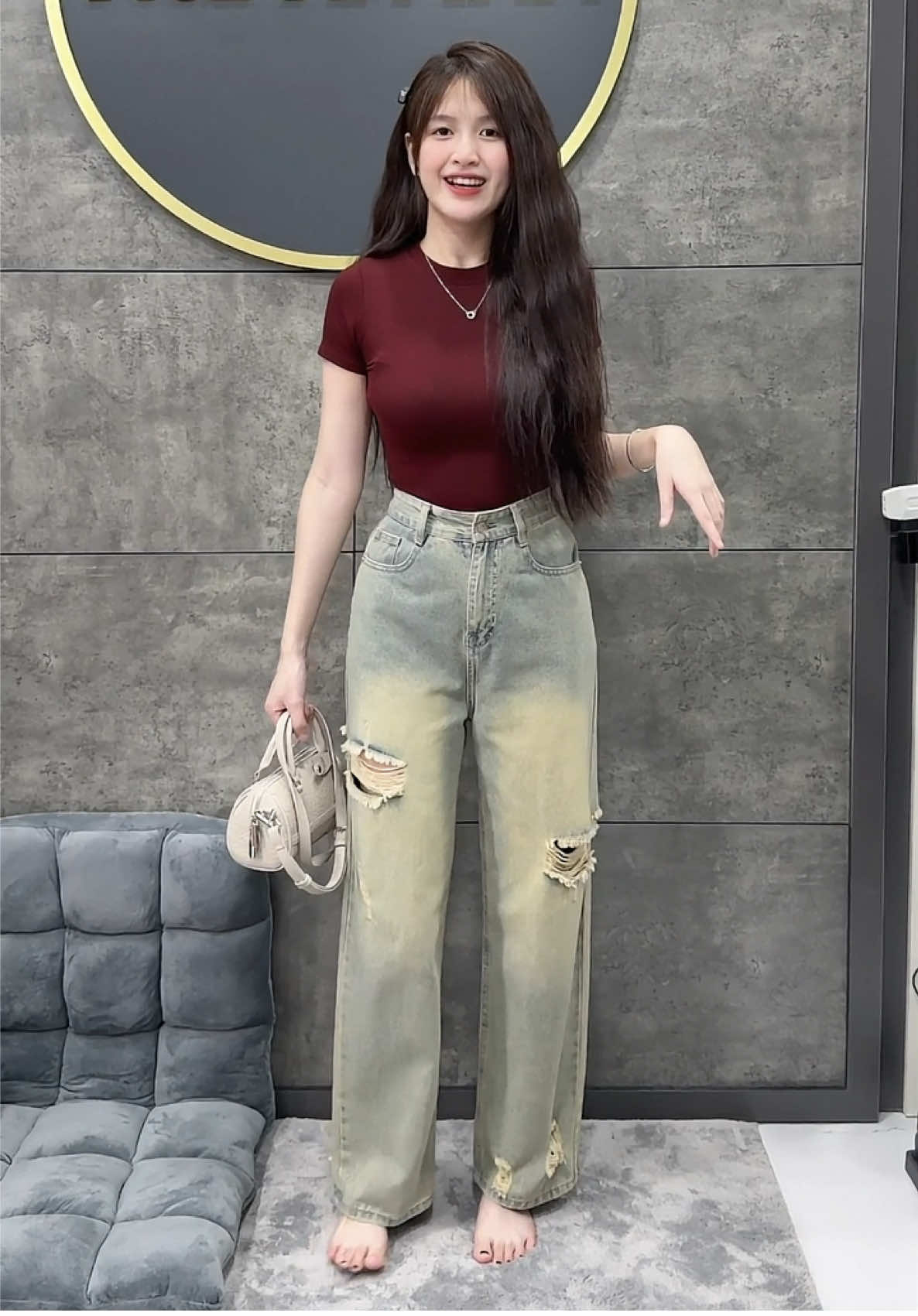 Quần bò ống suông