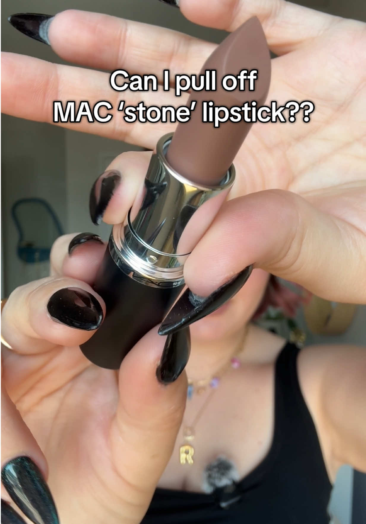 Stone is truly a STATEMENT lip, am I up to the task???? #macstone #stonelipliner #stonelipstick #makeup #lipstick 