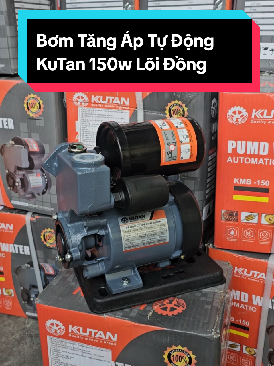 Máy bơm tăng áp tự động 150w mô tơ lõi đồng hiệu Kutan #maybomnuoc #maybomtangap #maybomtangapdientu #kutan #maybomtungat #xuhuong 