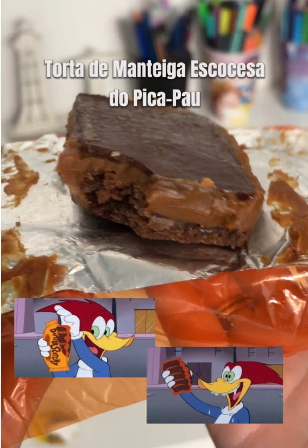 Encontrei a torta de manteiga escocesa do desenho do Pica-Pau na Shopee 😱 #achadinhosdashopee #comprinhas #tortasdoces #desenho #caramelo 