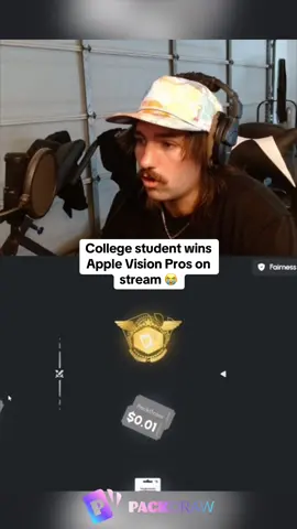 College student wins Apple Vision Pros on stream 😭 #kickstreaming 