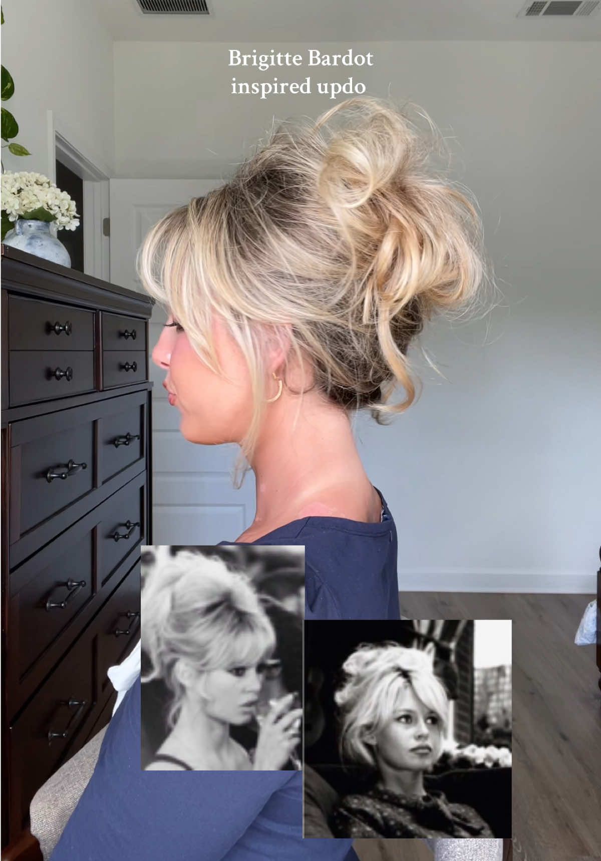 The queen of big hair✨✨ #brigittebardot #hairstyle #hairtransformation #updo #bighair #recreate #messybun #hairtutorial #updohairstyle #hairtok #fy 