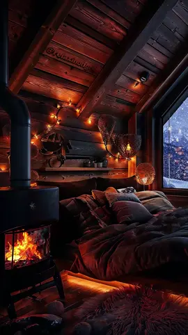 Cozy nights and winter wonderland views. ✨ Escape the cold and embrace the warmth of this rustic haven. #cabinlife #winterwonderland #cozyvibes #rusticdecor #fireplace #snowydays #hygge #winterescape #dreamhome #cozybedroom #woodcabin #winternights #cabindecor #getaway #peaceful 
