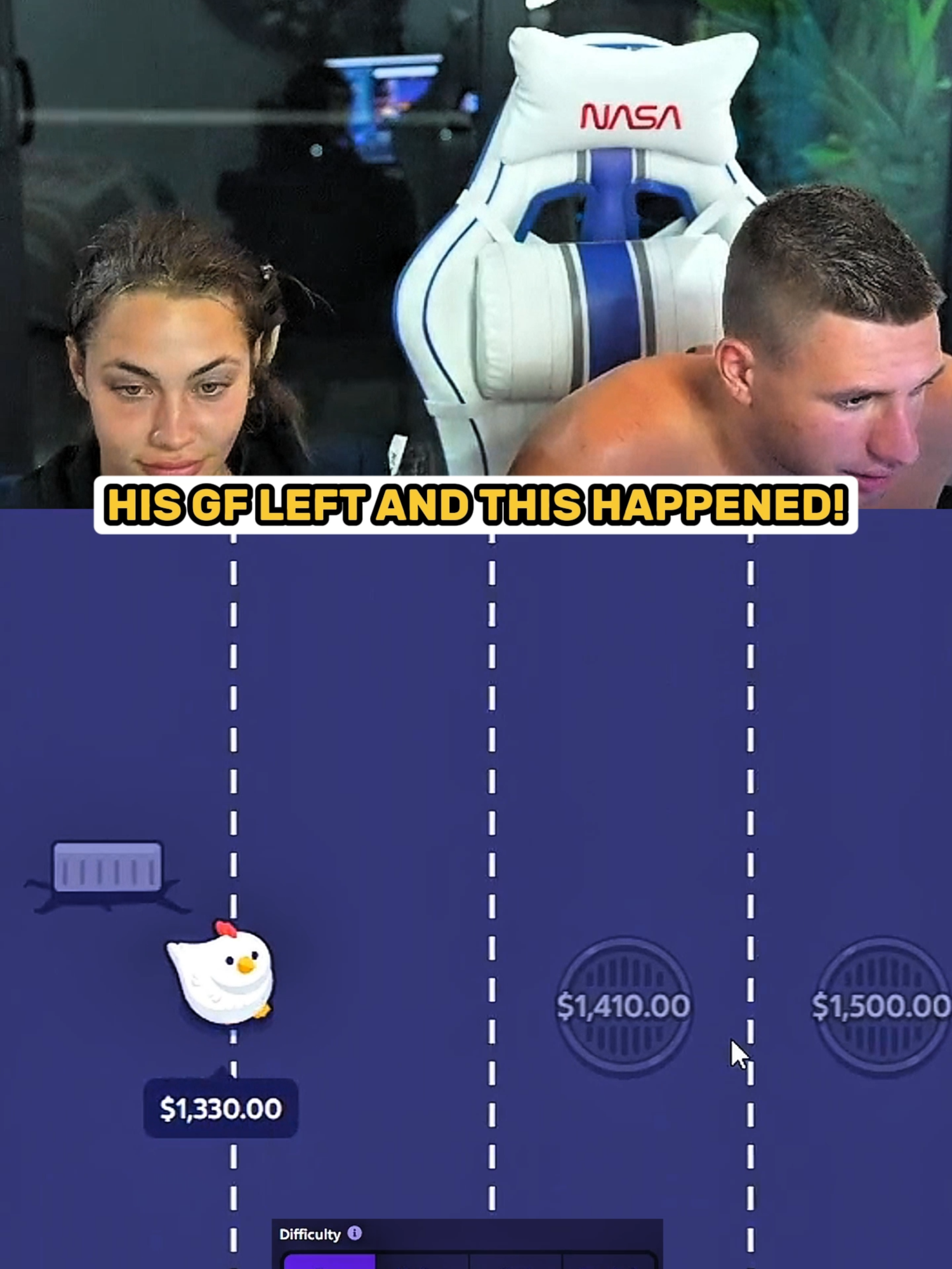 His gf left and this happened!  #streamerclips #kickstreamer #crossyroad #stevewilldoit