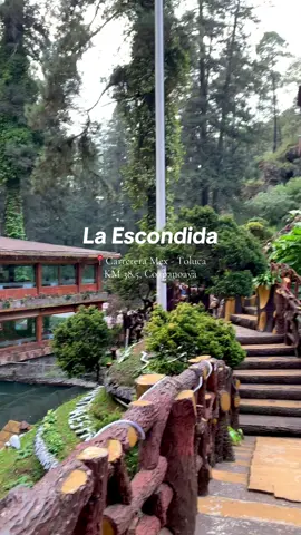 Nos encontramos con este restaurante que 100% le hace honor a su nombre. 😅 Se llama La Escondida y se encuentra sobre la carretera México-Toluca, a solo unos minutos de La Marquesa. 🚗☀️ El servicio es tipo buffet y aunque los alimentos no son lo máximo, el lugar vale muchísimo la experiencia. 🙌🏼✨ Literal, te sientes en medio de un cuento. 🌳 🧚‍♀️ 💫 ⚠️OJO: solo ten en cuenta que el lugar NO ES PET FRIENDLY 🐶💔 #restaurantelaescondida #recomendaciones #cdmx #naturaleza #dondeir #restaurantes 