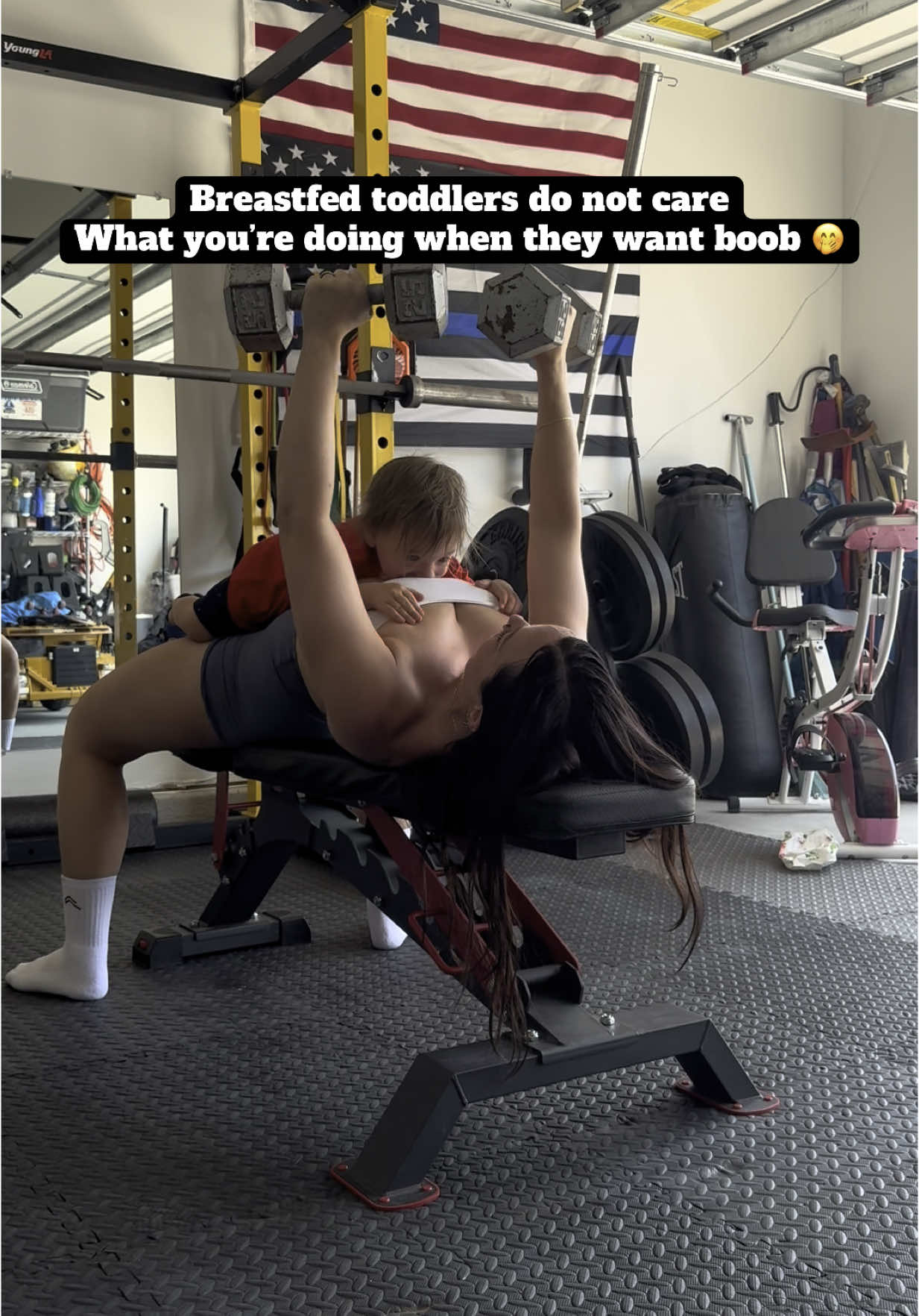 #breastfed #toddlers #momtok #breastfeeding #breastmilk #silly #workout #garage #fypシ @Bennett Flooring and Tile 