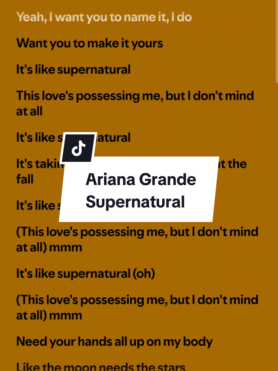 Ariana Grande - Supernatural  #arianagrande  #supernatural  #supernaturalarianagrande #dance #challenge #dancechallenge #singalonglyrics #songlyrics #songwithlyrics #musiclyrics #lyricsvideo #songlyrics #lyricsvideosongs #spotify #fyp #fypシ #fypviral 