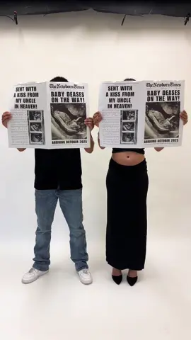 Pregnancy announcement #pregnancyannouncement #babycomingsoon #newspaperannouncement #pregnancytiktok #studiophotography #behindthescenes 