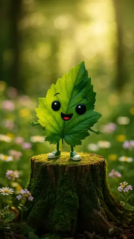 A cute leafy friend with shoes so neat,  Dancing in the forest beat.  With nature’s joy and playful gleam,  He twirls inside a sunlit dream.  #LeafArt #DancingLeaf #CuteNature #AnimatedWallpaper #ForestVibes #magicalforest #NatureMagic #cutecreatures