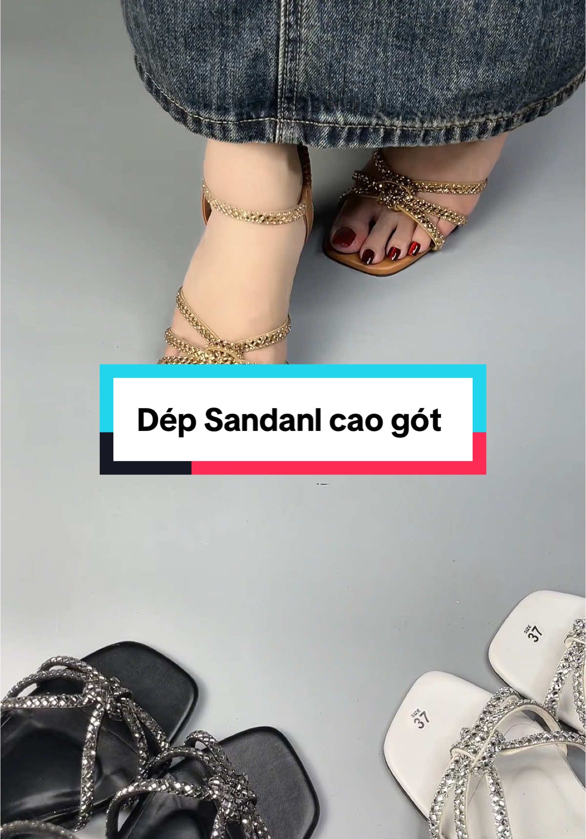 Giày cao gót 3cm và 5cm quai dây đá sáng #depxinhmoingay #depnuxinh #depcaogotnu #giaycaogotnu #tangxuhuong_tiktok #tangxuhuong #ilovetiktok 