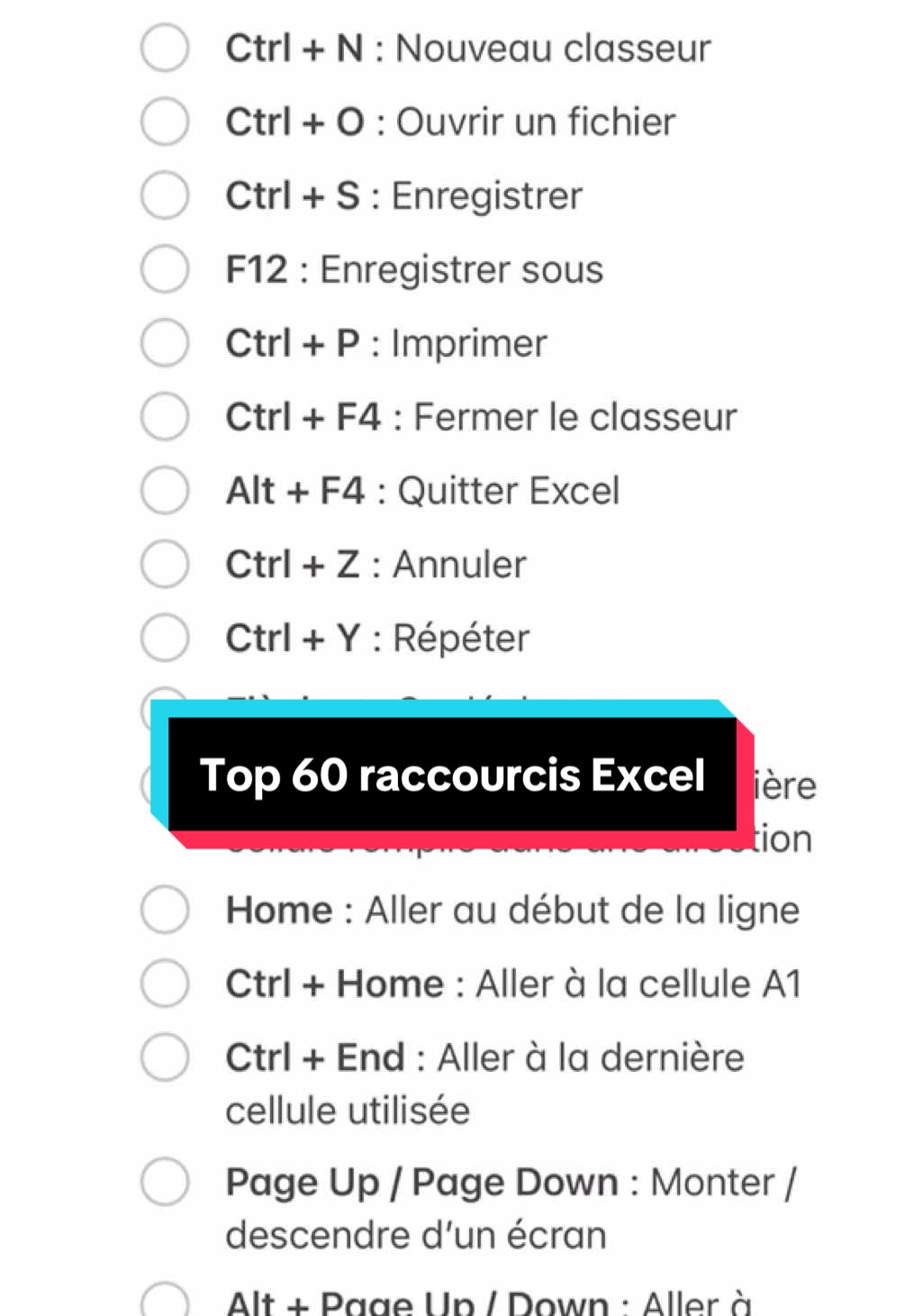 Partie 5 || Raccourcis Excel. Les meilleurs raccourcis Excel pour booster votre productivité et gagner un temps précieux ! #excel #apprendre #diasporacamerounaise #comptabilité #astuce #info #apprendresurtiktok #apprentissage #exceltricks 