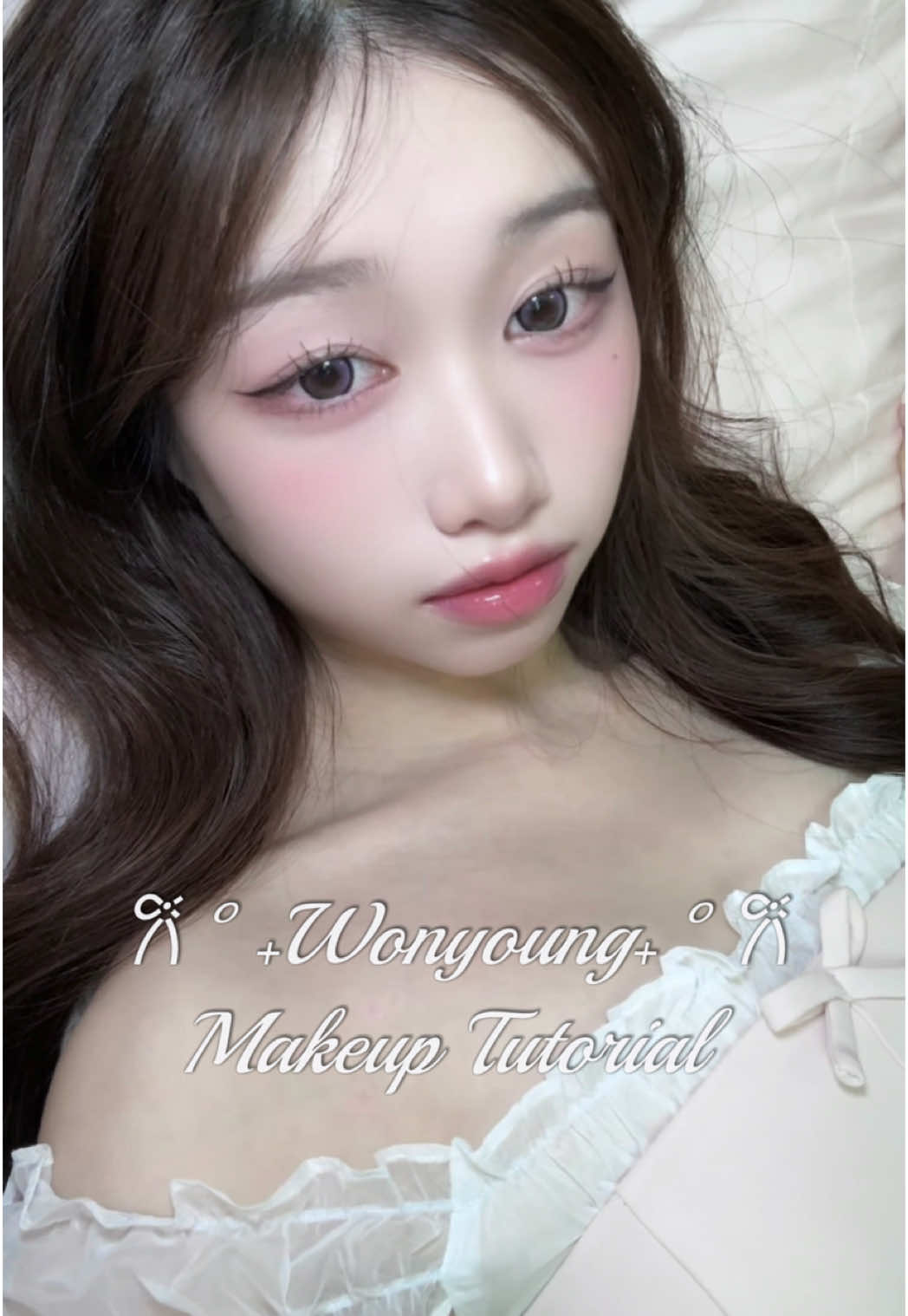 Wony’s makeup tutorial 🎀 maybe I’ll let you choose who’s makeup I should recreate next 🤭💗 ⟡ ⟡ ⟡ [products] ♥︎ Foundation -  @glowishere  blemish balm   ♥︎ Concealer - @glowishere not drying concealer shade pink white  ♥︎ Eyeshadow palette - @dasique @Dasique Global mood shadow palette 04 light lavender  ♥︎ blush - @glowishere purpleflame  ♥︎ contour - @Judydoll_official  highlight and contour  04 ♥︎ mascara - @Judydoll Singapore fine curling mascara 01 black  ♥︎ lenses - @오렌즈 OLENS @OLENS Global Official  ♥︎ eyeliner & eyebrow - judydoll  ♥︎ lippy - @dasique_official pure water lip gloss 08 cream pink @ @judydoll_official milk tea N01 