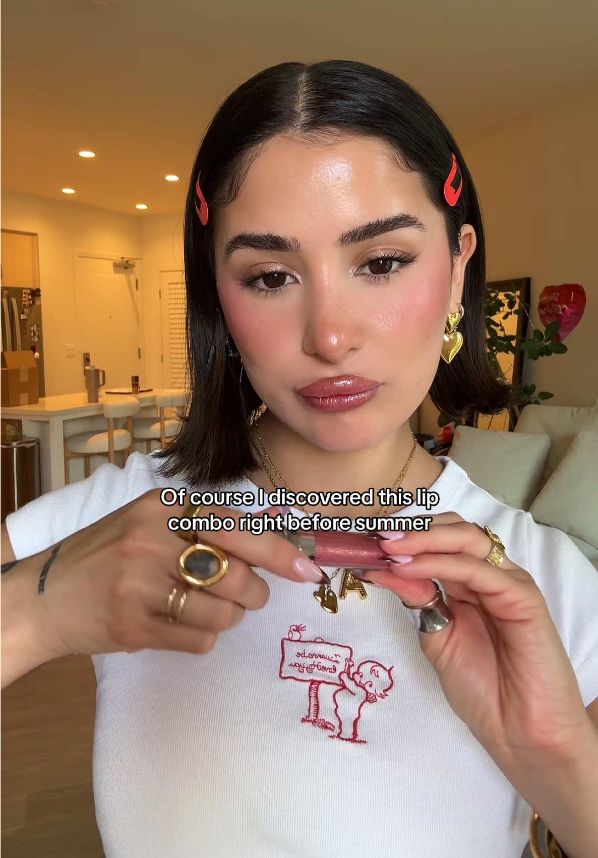 and that’s a W🤝 @rhode skin lip shape in stretch and @KIKO Milano hydra gloss in shade 32 
