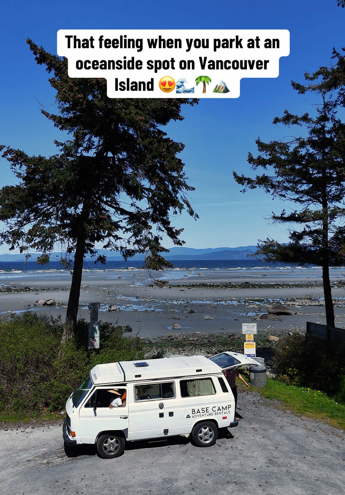 That feeling when you finally arrive at your Vancouver Island destination with your vintage Westfalia Camper Van from Base Camp Adventure Rentals 🥳 💌 Send this to the person you are road tripping this summer on Vancouver Island with 😍 #vancouverbc #vancouverisland #explorebc #vancouverislandbc #beautifulbritishcolumbia 