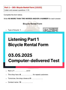 IELTS Listening 03.05.2025 Computer-based Delivered Test. #ielts #listening #real #part1 #EduTok #English #key #practice 