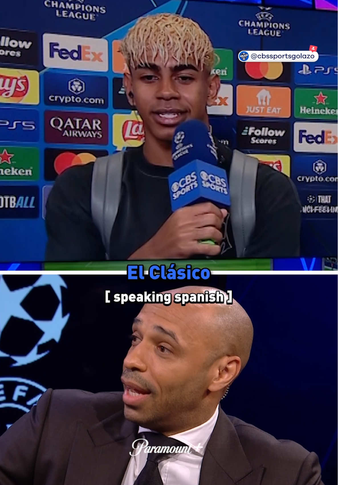 The Lamine Yamal and Thierry Henry moment you didn’t know you needed ❤️ Micah Richards is invited as well 😂 #lamineyamal #thierryhenry #cbs #championsleague #ucl #ucltoday 