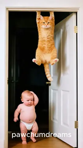 Cute baby playing hide and seek with orange cat #cutebaby  #cutecat  #fart  #orangecat  #babylaugh  #petlovers  #pet  #funnybaby  #funnyvideo  #funnymoments  #catlaughing  #fyp  #ai 