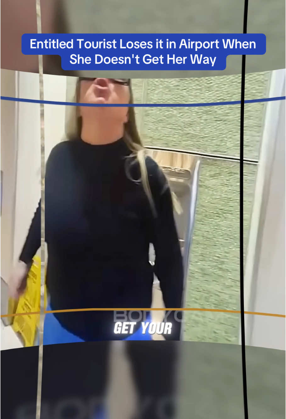 Entitled Tourist Loses it in Airport When She Doesn't Get Her Way #cops #copsoftiktok 
