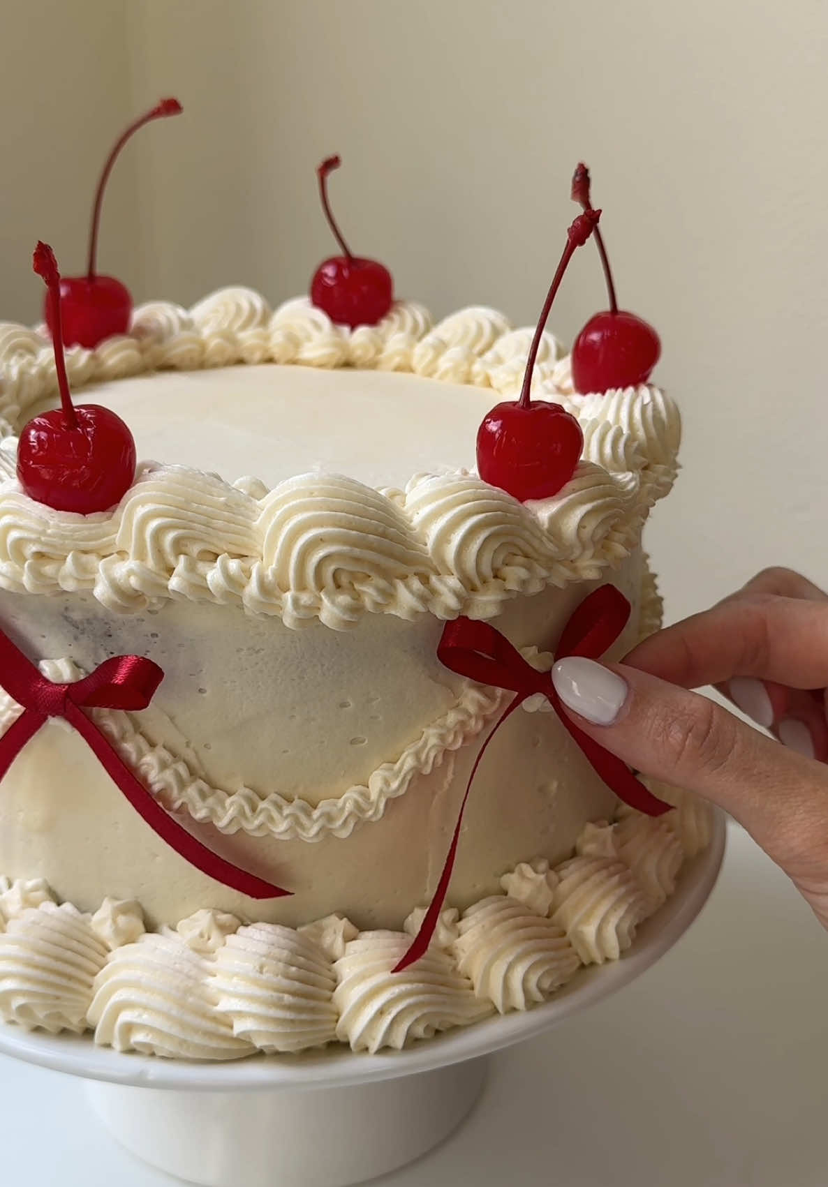 my sister said she wanted something simple… so i made this! 🍒 #cakedecorating #birthdaycake #vintagecake #cake #baking #cherry #pinterestaesthetic #caketutorial #DIY 