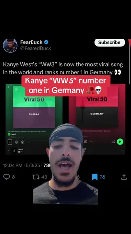 kanye west “ww3” most viral song right now and number one in Germany #kanyewest #kanye #viral #foryou #fyp #greenscreen 
